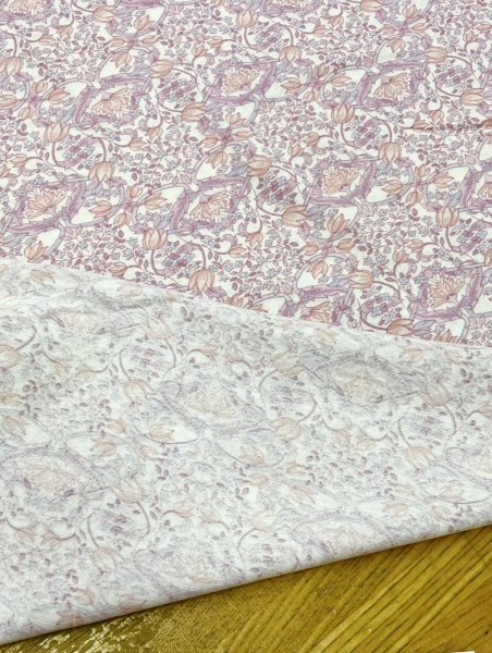 画像3: 生地:綿100% 花柄天竺ニット(オフホワイト×ピンクパープル) (3)