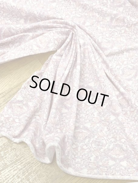 画像4: 生地：綿100％ 花柄天竺ニット（オフホワイト×ピンクパープル） (4)