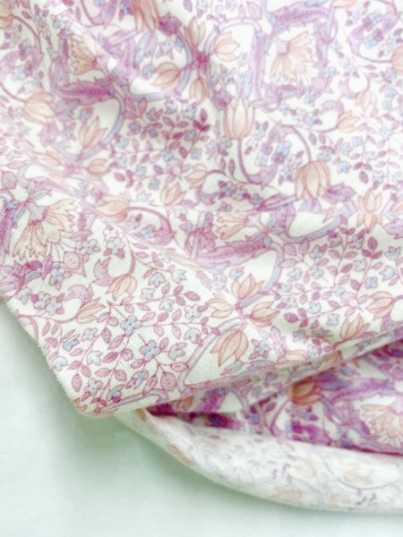 画像6: 生地:綿100% 花柄天竺ニット(オフホワイト×ピンクパープル) (6)