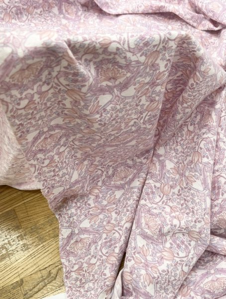 画像7: 生地:綿100% 花柄天竺ニット(オフホワイト×ピンクパープル) (7)