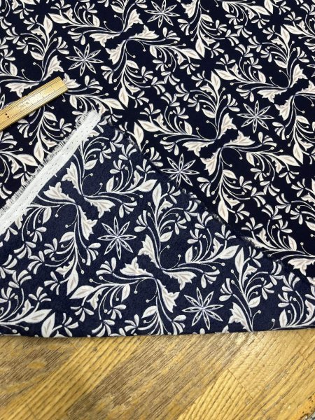 画像3: 生地:80cmパネル柄ポリエステル生地(紺地×ホワイト&ベージュ) (3)
