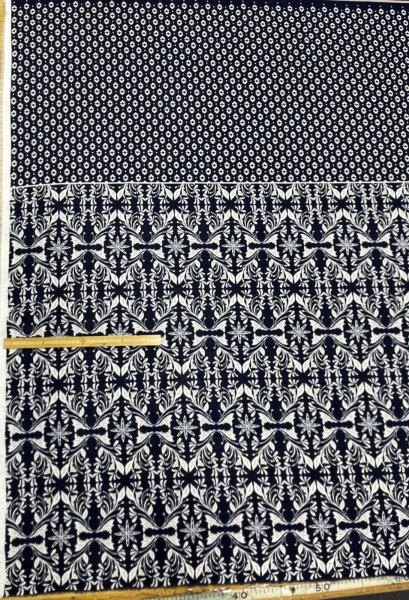 画像4: 生地:80cmパネル柄ポリエステル生地(紺地×ホワイト&ベージュ) (4)