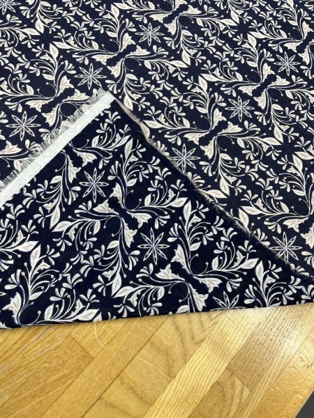 画像5: 生地:80cmパネル柄ポリエステル生地(紺地×ホワイト&ベージュ) (5)