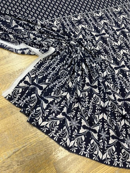 画像6: 生地:80cmパネル柄ポリエステル生地(紺地×ホワイト&ベージュ) (6)