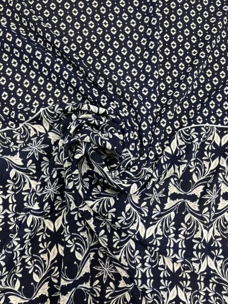 画像8: 生地:80cmパネル柄ポリエステル生地(紺地×ホワイト&ベージュ) (8)