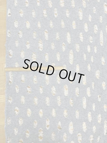 画像1: 生地：綿100％オパール型加工風ダメージ裏毛ニット（グレー） (1)