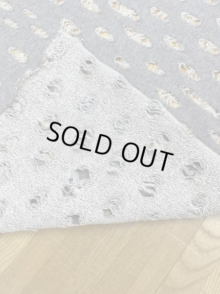 画像3: 生地：綿100％オパール型加工風ダメージ裏毛ニット（グレー） (3)