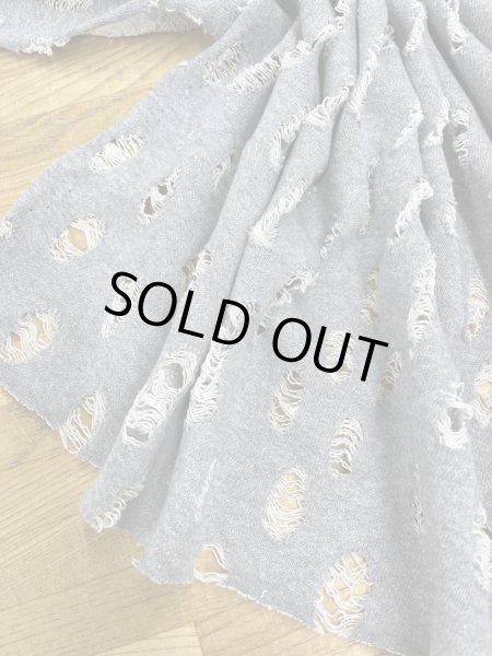 画像5: 生地：綿100％オパール型加工風ダメージ裏毛ニット（グレー） (5)