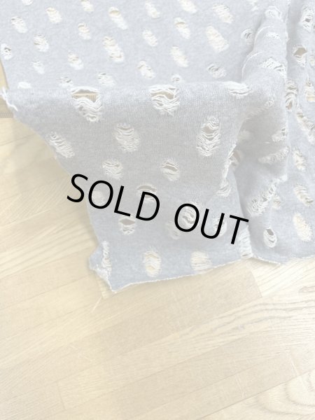 画像6: 生地：綿100％オパール型加工風ダメージ裏毛ニット（グレー） (6)