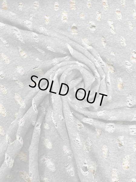 画像7: 生地：綿100％オパール型加工風ダメージ裏毛ニット（グレー） (7)