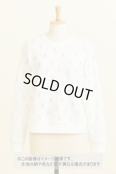 画像9: 生地：綿100％オパール型加工風ダメージ裏毛ニット（白） (9)