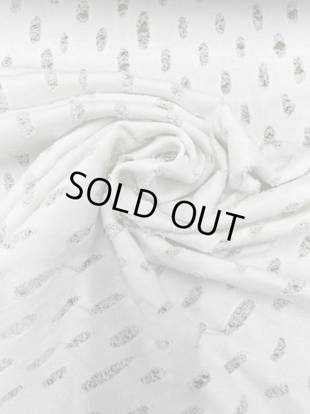 画像6: 生地：綿100％オパール型加工風ダメージ裏毛ニット（白） (6)