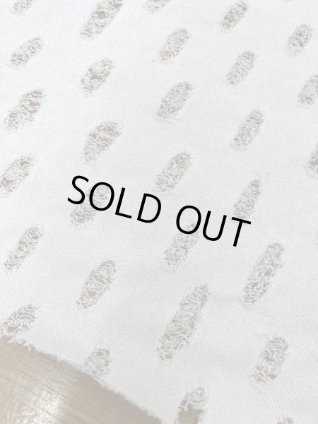 画像7: 生地：綿100％オパール型加工風ダメージ裏毛ニット（白） (7)