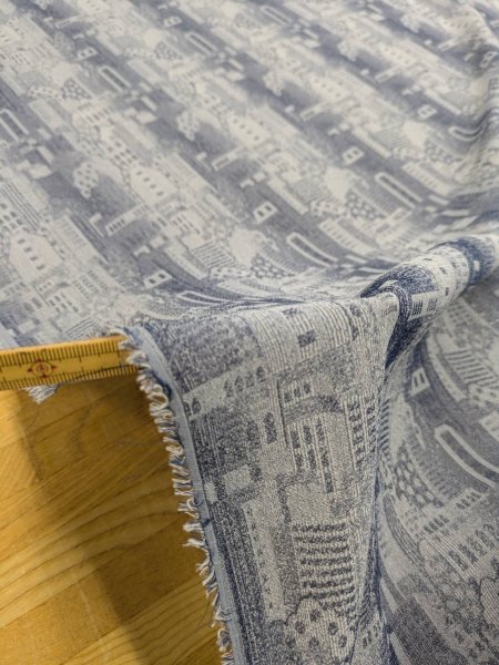 画像6: 生地:ポリエステル100%タウン街柄ジャガード生地(ブルーグレー) (6)