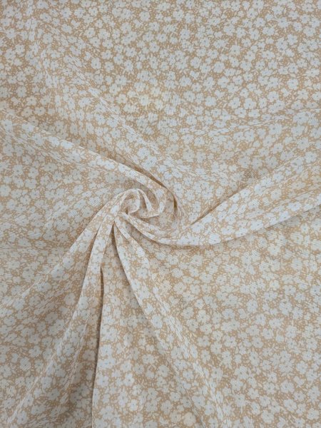 画像7: 生地:ポリエステル100% 小花柄プリントボイル(ベージュ/白) (7)