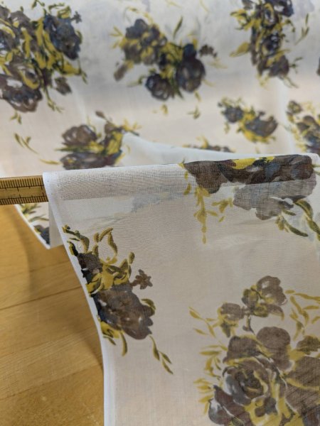 画像4: 生地:70cmパネル生地ポリエステル100%ローズプリント(キナリ/ブラウン・イエロー) (4)