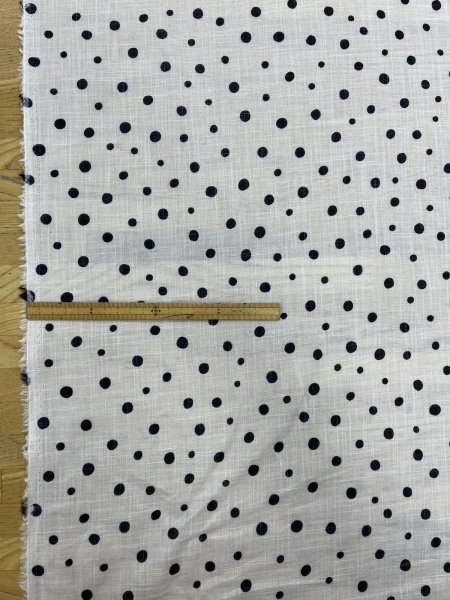 画像2: 生地：ドットプリントコットン90％ラミー10％（白／黒） (2)