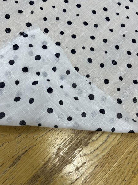 画像5: 生地：ドットプリントコットン90％ラミー10％（白／黒） (5)