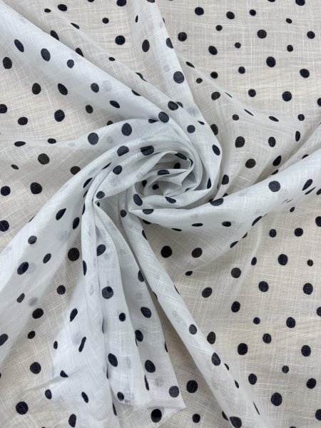 画像8: 生地：ドットプリントコットン90％ラミー10％（白／黒） (8)