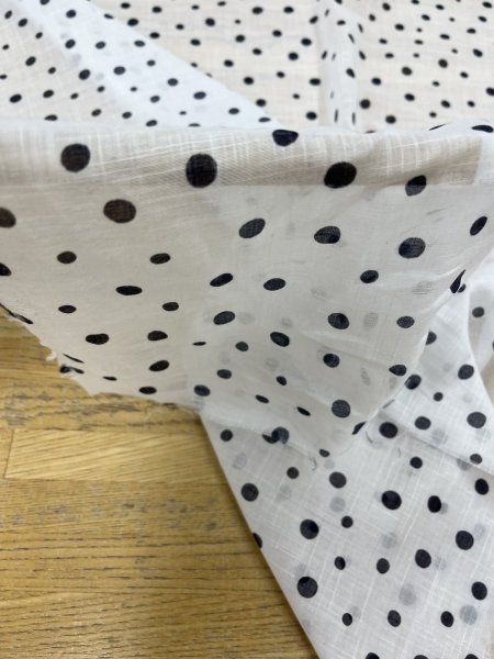 画像9: 生地：ドットプリントコットン90％ラミー10％（白／黒） (9)