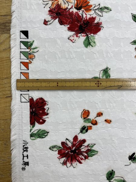 画像3: 生地:コットンジャガードフラワープリント〈白×赤〉 (3)
