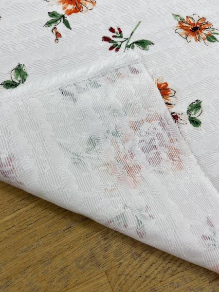 画像5: 生地:コットンジャガードフラワープリント〈白×赤〉 (5)