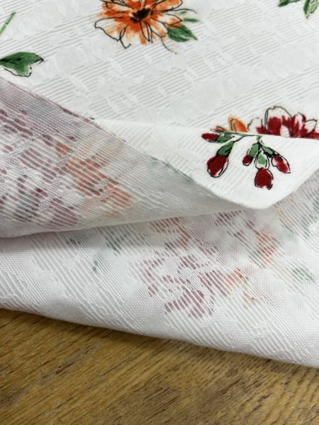 画像6: 生地:コットンジャガードフラワープリント〈白×赤〉 (6)