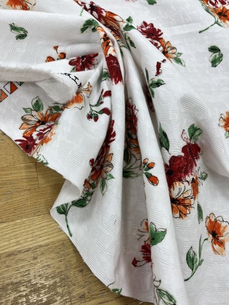 画像7: 生地:コットンジャガードフラワープリント〈白×赤〉 (7)