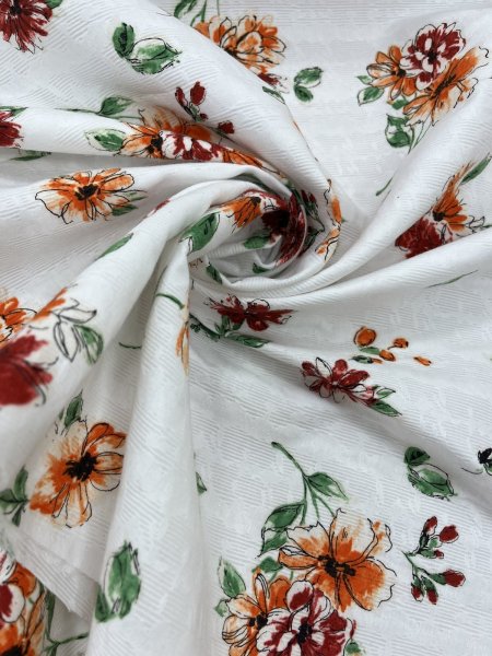 画像8: 生地:コットンジャガードフラワープリント〈白×赤〉 (8)