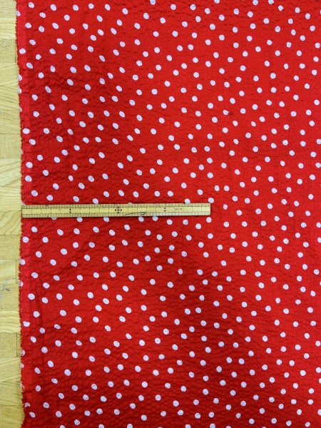 画像2: 生地：ランダムドットプリント コットンローンミラクルウェーブ（赤×白） (2)