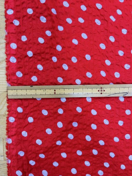 画像3: 生地：ランダムドットプリント コットンローンミラクルウェーブ（赤×白） (3)