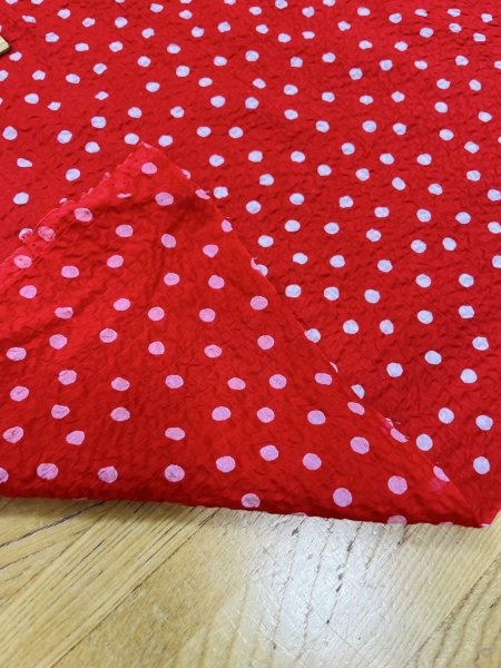 画像4: 生地：ランダムドットプリント コットンローンミラクルウェーブ（赤×白） (4)