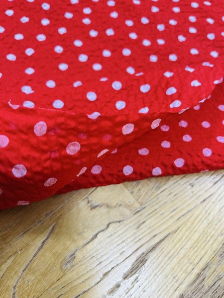 画像5: 生地：ランダムドットプリント コットンローンミラクルウェーブ（赤×白） (5)