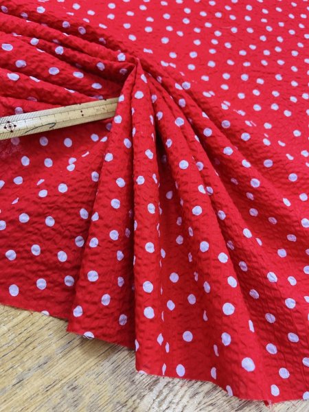画像6: 生地：ランダムドットプリント コットンローンミラクルウェーブ（赤×白） (6)