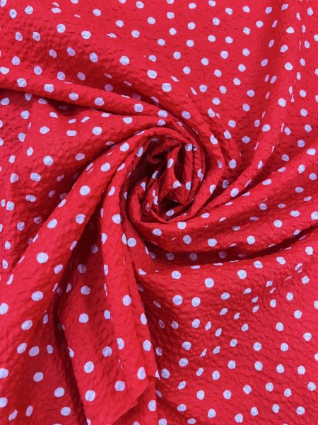 画像8: 生地：ランダムドットプリント コットンローンミラクルウェーブ（赤×白） (8)