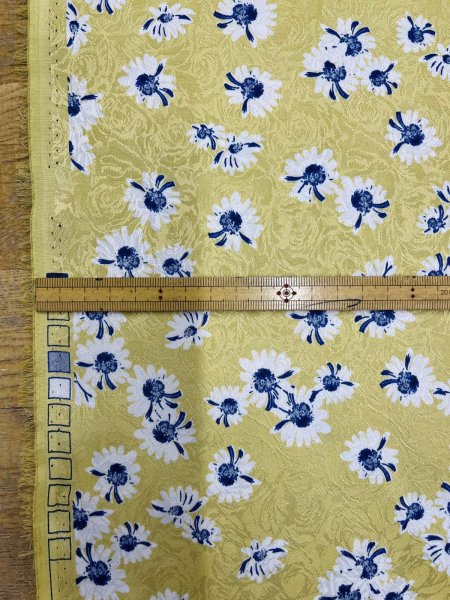 画像3: 生地:ジャガード織り×花柄プリント生地(イエロー) (3)