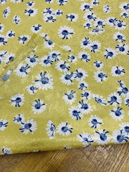 画像4: 生地:ジャガード織り×花柄プリント生地(イエロー) (4)