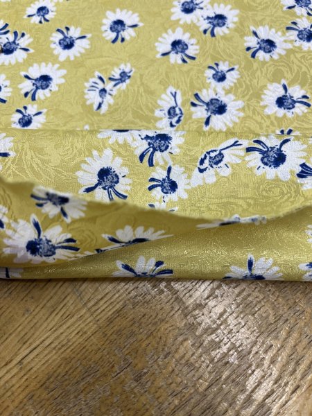 画像5: 生地:ジャガード織り×花柄プリント生地(イエロー) (5)