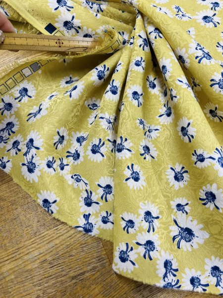 画像6: 生地:ジャガード織り×花柄プリント生地(イエロー) (6)