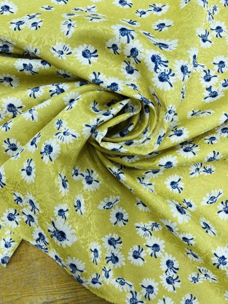 画像7: 生地:ジャガード織り×花柄プリント生地(イエロー) (7)