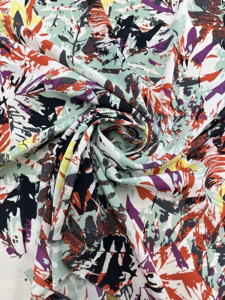 画像7: 生地:ポリエステル100%セミダルデシンカラフルプリント(白地) (7)