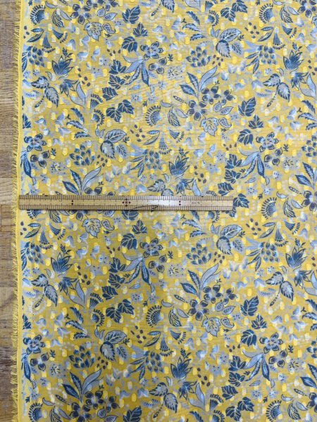 画像2: 生地:植物柄プリント シフォンカットジャガード(黄色) (2)