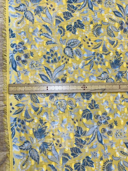 画像3: 生地:植物柄プリント シフォンカットジャガード(黄色) (3)