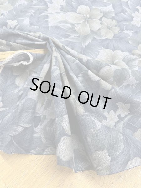 画像6: 生地：ハイビスカス柄プリント　デニム風コットン（デニムブルー） (6)