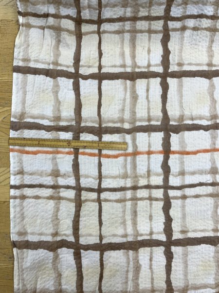 画像2: 生地：綿ローンミラクルウェーブ 格子柄（茶） (2)