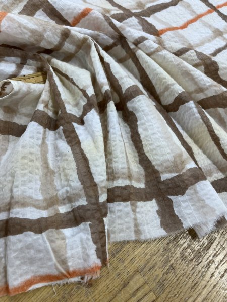 画像6: 生地：綿ローンミラクルウェーブ 格子柄（茶） (6)