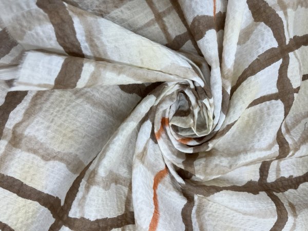 画像7: 生地：綿ローンミラクルウェーブ 格子柄（茶） (7)