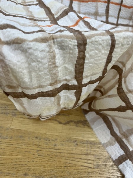 画像8: 生地：綿ローンミラクルウェーブ 格子柄（茶） (8)