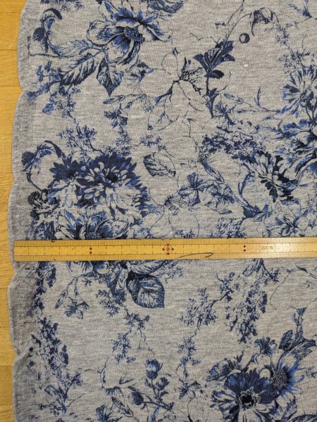 画像3: 生地：コットン天竺フラワープリント（グレー地／ブルー） (3)