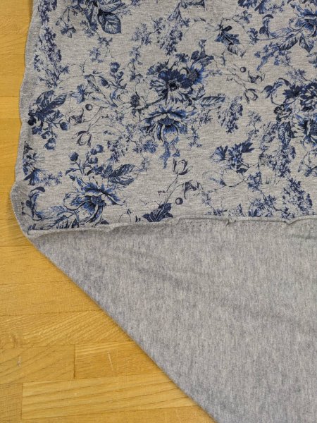 画像4: 生地：コットン天竺フラワープリント（グレー地／ブルー） (4)